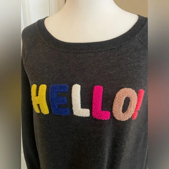 HELLO! Felt Winter Fall Sweatshirt - Picture 2 of 3